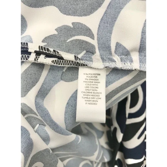 LOFT Shift Dress Women's Size M Long Sleeve Black White Navy Floral - Picture 8 of 8